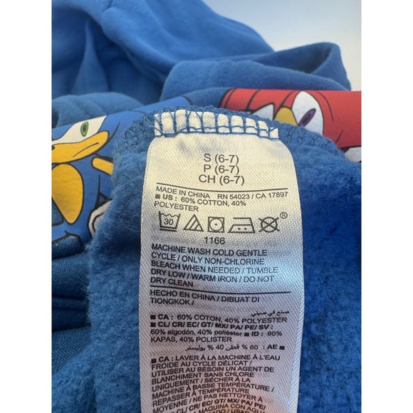 Old Navy Sonic the Hedgehog Kids Blue Graphic Hoodie Sweatshirt SEGA Size S 6-7 - Picture 6 of 7
